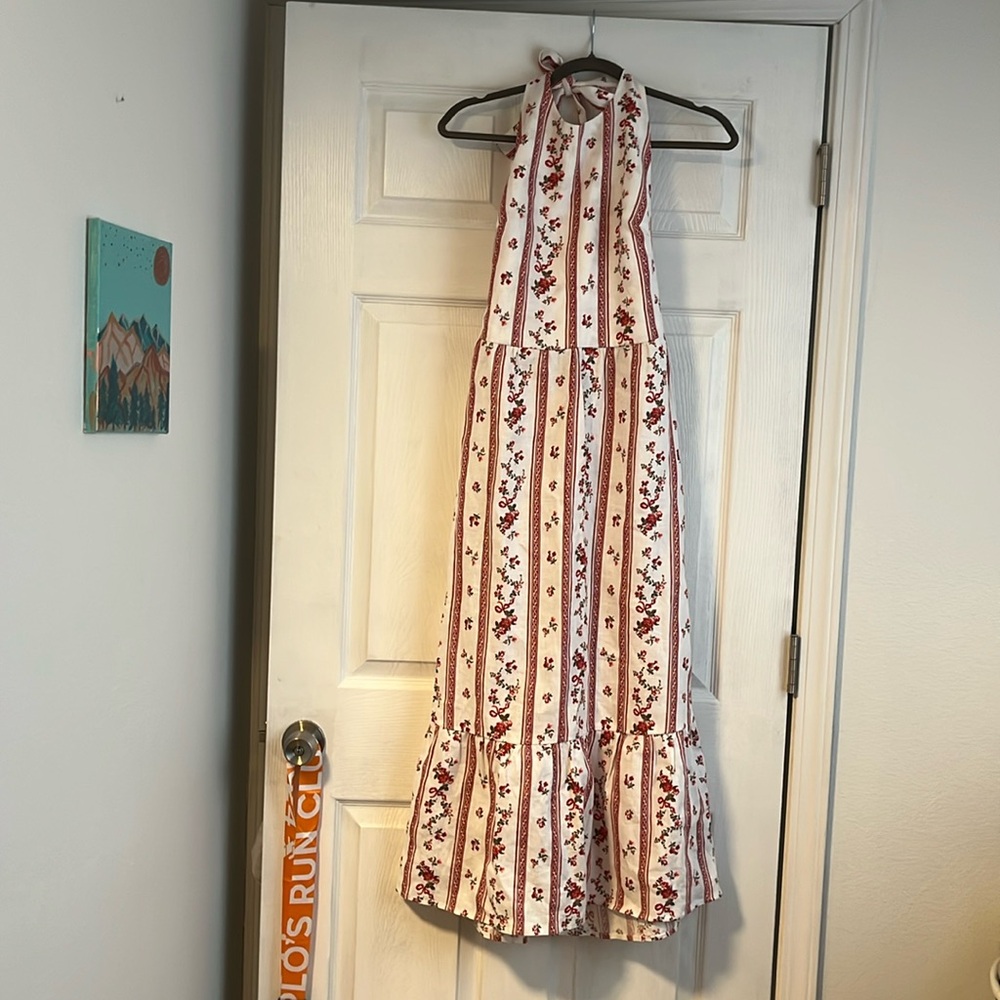 Reformation white and red floral midi dress